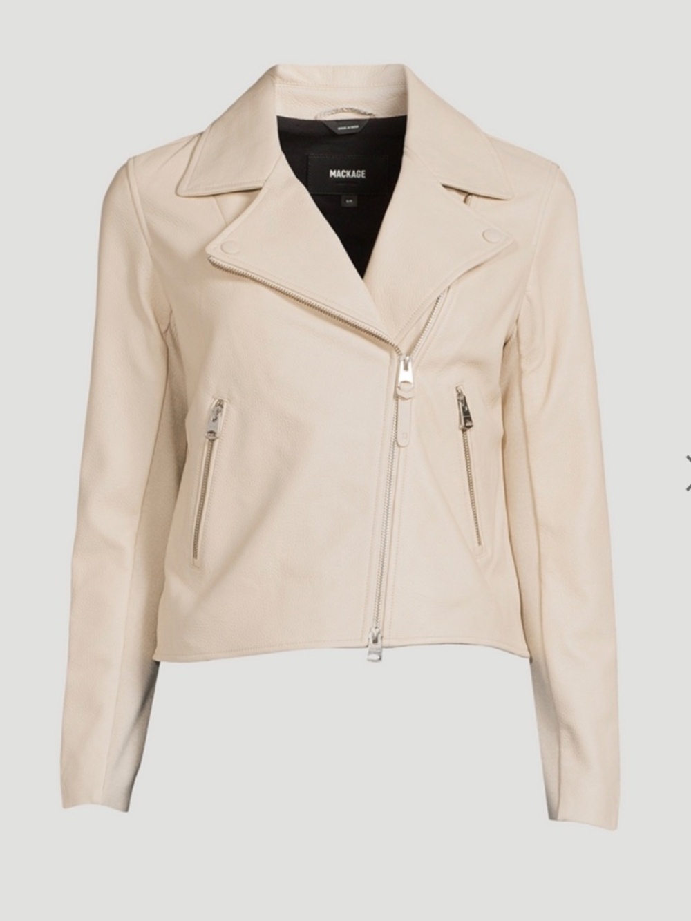Mackage Off White Leather Biker (Moto) Jacket - Size XS